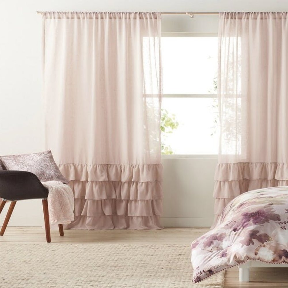 LC Lauren Conrad 2-Panel  Ruffle Sheer Curtain